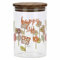 THUN, Barattolo per Sale in Vetro Decorato con Motivi Floreali e Tappo in Legno d'Acacia, Linea Happy Country, Ø 10 cm, 15 cm h, 900 ml