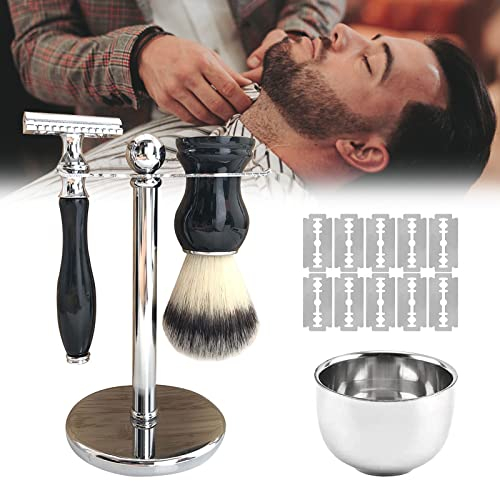 Jag Shaving Rasierset, Doppelkante Nassrasierer Herren mit Rasierhobel Rasierpinsel Dachshaar Rasierständer Rasierschale und 10 Ersatz Rasierklingen Rasierpinsel Set für Männer
