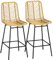 HOMCOM Lot de 2 tabourets de Bar Chaise de Bar Design bohème Hauteur 66 cm avec Repose-Pieds métal - Naturel
