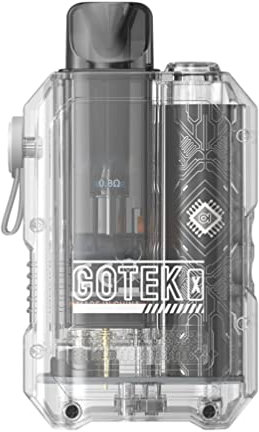 Aspire Gotek X Vape Kit E Cigarette Starter Vape, Smooth MTL & RDTL Vaping, 650mAh Battery, Inhale Activated, 10-13W, Multiple Safety Features, TPD Compliant Ecig, 2ml No Nicotine (Transparent)