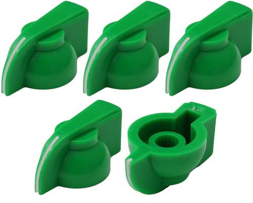 6mm Splined Hole Chickenhead Guitar/Amplifier/Equipment Control Knob Pack of 5 (Green)