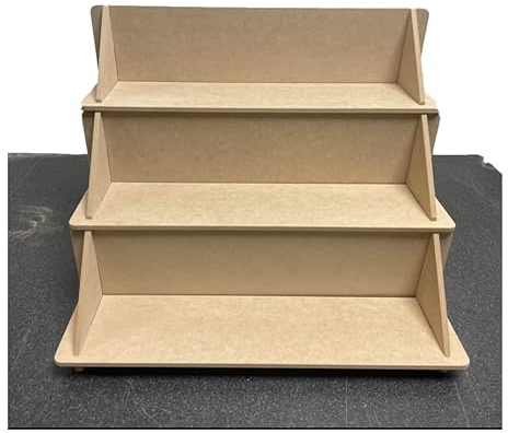 MDF 3 Tier Solid Back Display Craft Table Stand - Size 370mm x 324mm x 320mm - For Craft Fairs, Market Stall Display Shelf, Shop Display Stands, Makeup Stand, Perfume display shelf