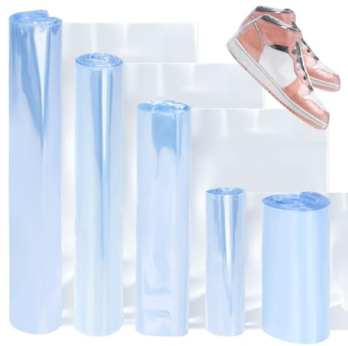 Glarks Schrumpffolienbeutel, 5 Größen, PVC, transparent, klein, mittel, groß, Schrumpffolien für Seife, Badekugeln, hausgemachte DIY-Projekte, 400 Stück