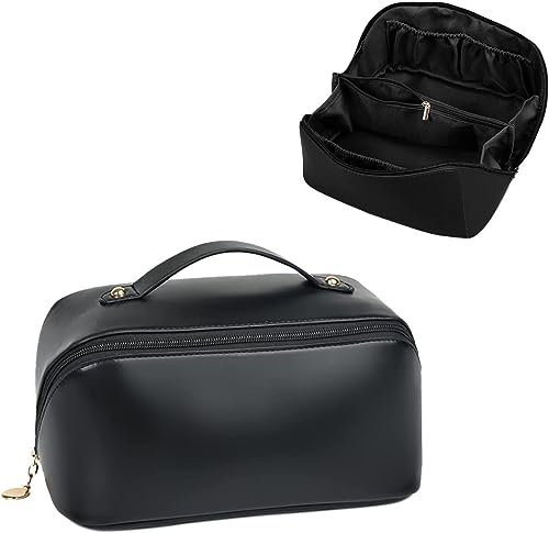 Trousse Maquillage,Trousse de Toilette Voyage,Étanche Portable Trousse de Rangement Toilette Femme Grande Capacité avec Compartiment pour Pinceaux de Maquillage pour Les Voyages,Sac cosmétique