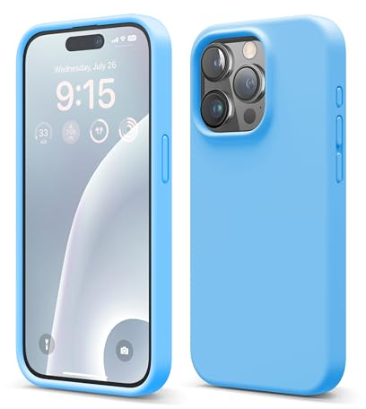 elago Liquid Silicone Case Compatible with iPhone 15 Pro Case, Premium Silicone, Full Body Protective Cover [4 Layer Shockproof Structure], Anti-Scratch Soft Microfiber Lining (Ocean Blue)