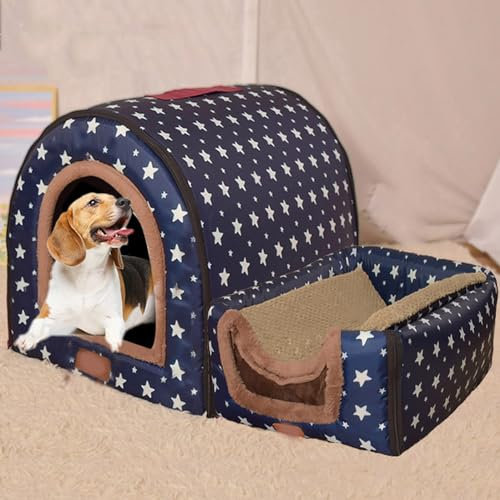 Großes Hundehaus, Hundehütte, luxuriös, warmes Hundekissen, XL, XXL, für den Innenbereich, großes Hundebett, Katzenhöhle, Iglu, für drinnen und draußen, waschbar (3XL 105 x 80 x 78 cm, D)