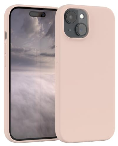 EAZY CASE Premium Silikon Handyhülle kompatibel mit iPhone 15 Slimcover mit Kameraschutz und Innenfutter, Silikonhülle, Schutzhülle, Bumper, Handy Case, Hülle, Softcase, Nude Rosa