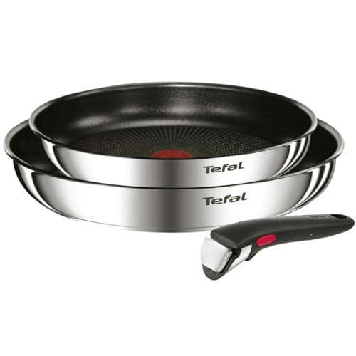 Tefal Ingenio Emotion - Juego de 2 Sartenes 22/26 cm + Mango extraíble, Apto inducción, antiadherentes, revestimiento titanio, Thermo-signal, apto lavavajillas y horno
