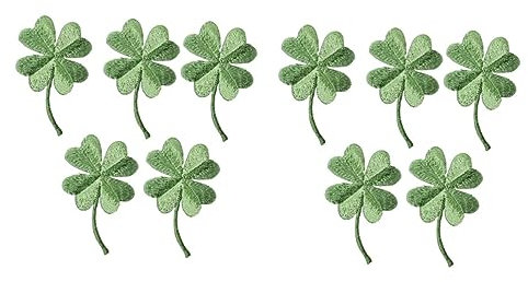 TEHAUX Cartoon-Aufkleber 10 Stk Grüne Flicken Zum Aufbügeln Kleeblatt Bügelbild Paillette Klein 4-blatt-patch Kleeblatt-flicken Zum Aufbügeln Grüne Blätter Annähen Mode Kind Irland