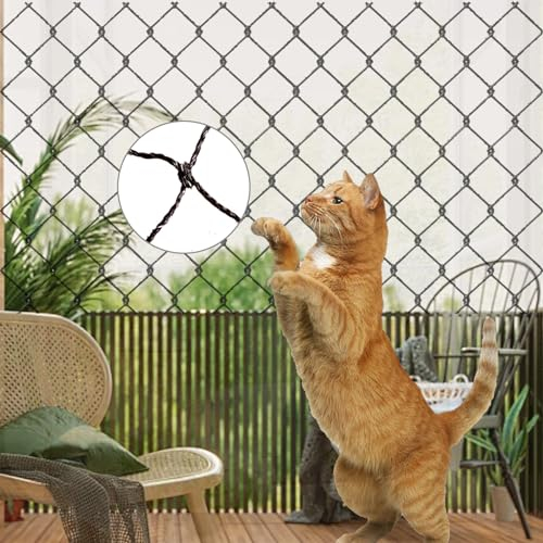 Katzennetz für Balkon, 3 x 6m Drahtverstärktes Balkonnetz für Katzenschutz, Katzen Schutznetz mit 20M Befestigungsseil und Zubehör Katzennetz Drahtverstärkt für Fenster Terrasse Tür Innen und Außen