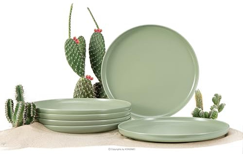 Konsimo. Speiseteller Set für 6 Personen - VICTO Tellerset aus Keramik - Teller Set 6er - Spülmaschinen - Mikrowellengeeignet - Moderne Großer Essteller - 27 cm - Grün