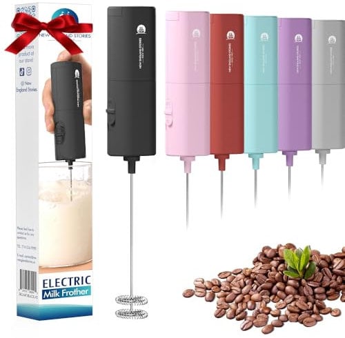 Potente espumador de leche con diseño de soporte automático, mini batidor de bebidas para café, capuchino, latte, matcha y chocolate caliente