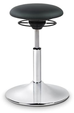 BALIMO Classic - Bewegungshocker - Sitztrainer - ergonomischer Sitzhocker - Hocker mit Schwingeffekt - Rücken-Trainer - Bewegungsstuhl - Bürohocker - Standfuß Chrom (Kunstleder Schwarz)
