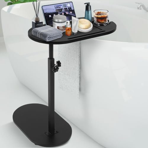 Ejoyous C-förmiger Beistelltisch, Beistelltisch Kaffeetisch Couchtisch Sofatisch Nachttisch Betttisch Laptoptisch, 360 Grad drehbar Holzplatte Sofatisch für Wohnzimmer Schlafzimmer Balkon