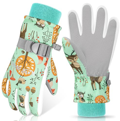 CYCLESPEED Handschuhe Kinder Winddicht Winterhandschuhe Warm Skihandschuhe Wasserdicht Kinder Handschuhe für 4-12 Jahre Mädchen Jungen Fahrradhandschuhe Kinder Outdoor Snowboarding