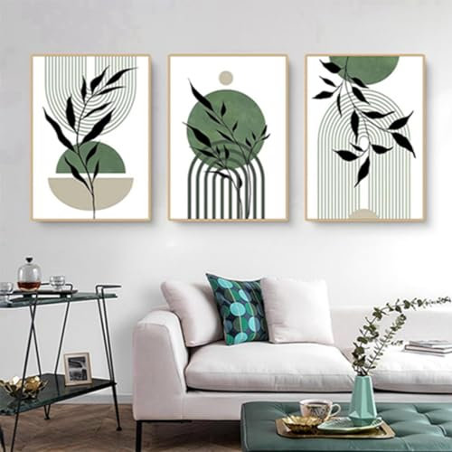 HMDKHI Moderne Aesthetic Pflanze Bilder Boho Deko Bilder, Natur Landschaftsposter, Abstraktes Art Deco Poster Set - Kein Rahmen (3Pcs-70x100cm,Poster-06)