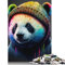 Puzzle für Erwachsene, Art Neon Panda, 1000-teiliges Puzzle, Holzpuzzle für Jugendliche und Erwachsene, Lernspiel, Herausforderungsspielzeug, 75 x 50 cm