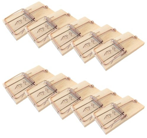 COM-FOUR® Piège à Souris en Bois 10x - piège à Ressort pour Une Lutte antiparasitaire Efficace - piège à Ressort réutilisable avec Une Force d'impact élevée (Piège à Souris 10 pièces)