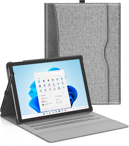 SSS·GRGB Case fit 13 Inch Microsoft Surface Pro 11/10/9/8, Multiple Angle Viewing Portfolio Business Cover with Stylus Holder & Pocket, Compatible with Type Cover Keyboard & Dock, Grey