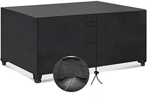 Funda para muebles de exterior de 210 x 110 x 70 cm con ventilación y bolsa de almacenamiento, impermeable, hecha de tela Oxford 600D, transpirable y resistente al viento, diseño para protección