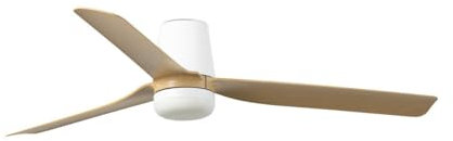 Faro PUNT Tub Medium Led Blanco, Ventilador de techo de madera clara con motor inteligente de CC de 6 velocidades