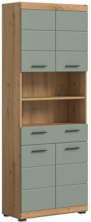 xonox.home Bad Scout X06N3713 Hochschrank Stauraumschrank Wandschrank in Salbei und Artisan Eiche Nachbildung, ca. B/H/T: 74x191x31 cm