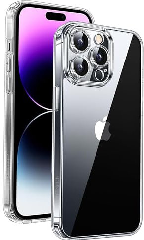 TECHTRENCH Clear Case Compatible with iPhone 14 Pro Max Case, Shockproof Thin Cover, Yellowing-Resistant Slim Transparent TPU Phone Case, Clear