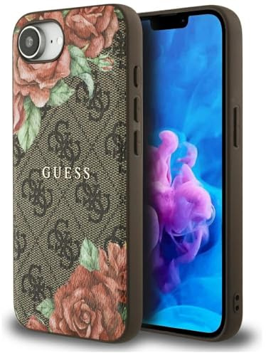 CG MOBILE Guess 4G Flowers Print kompatibel mit MagSafe Hülle für iPhone 16e (Braun)