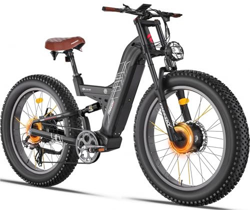 FREESKY Warrior Pro Velo Electrique Adulte, Vélo électrique Double Moteur, 48V 30Ah Batterie Amovible, VTT Homme Adulte, 26 Pouces Vélo électrique avec écran LCD, 25KM/H 250W, Autonomie jusqu'à 152KM