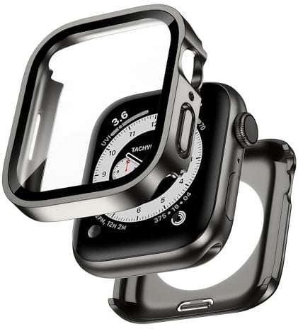 Kawoco 2 in 1 Wasserdichtes Hülle für Apple Watch Series 11/10 46mm | Eingebaut Kratzfest Gehärtetes Glas Schutzfolie, HD Hochempfindliche Schutzhülle, Titanstahl