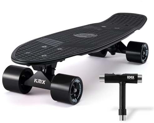Arrow Board - 22 Zoll Pro Skateboard, KMX Mini Cruiser Skateboard für Kinder, Jugendliche und Erwachsene, Retro Stil Penny Board (22 Zoll Schwarz Pro)