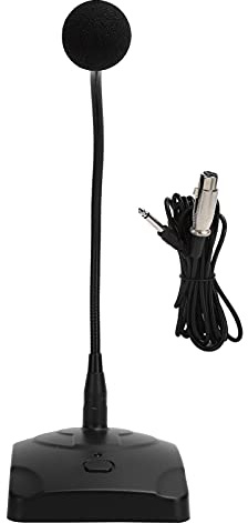 Gooseneck Desktop Condenser Microphone, Wired Conference Mic with 5m XLR Cable, 360° Omnidirectional Pickup, Noise Reduction for PC, Meetings, Gaming, Karaoke