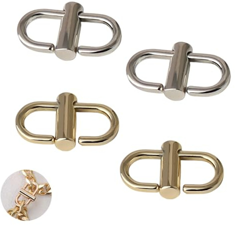 VBSYUYQ 4 Pcs Metal Bag Chain Strap Shortener Buckles 2 Colors | zinc alloy bag chain strap shortener buckles, 2 colors metal chain length adjuster clips for handbag crossbody bag strap