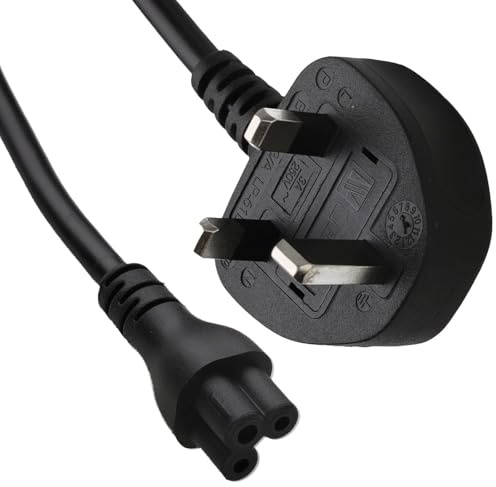 kenable Power Cable UK Plug (3A Fused) to C5 Cloverleaf Socket 0.75mm Lead 0.5m Black