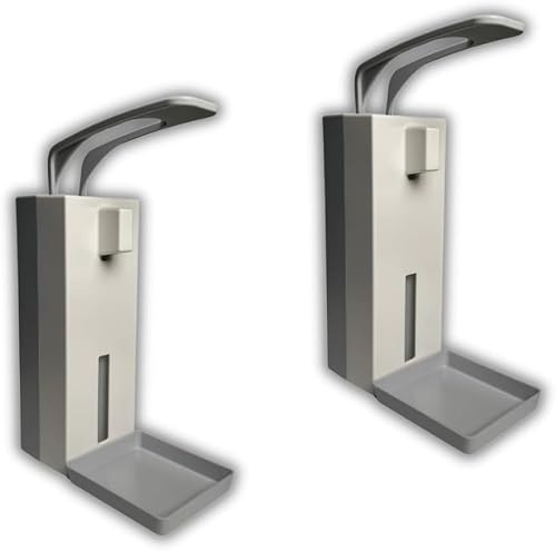 Desinfektionsspender, 2er Set, 1000 ml, für Desinfektionsmittel & Seife, Eurospender mit Tropfschale, weiß/grau