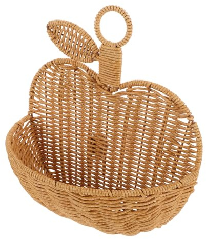 OFFIGAM Hängender Dekorativer Rattankorb in Apfelform aus Handgeflochtenem Rattan für Küche und Wohnraum zur Aufbewahrung von Obst und Kleinen Gegenständen