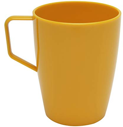 Harfield Beakers Mugs with Handle (Yellow 280ml) Pack of 4 Virtually Unbreakable Polycarbonate Plastic
