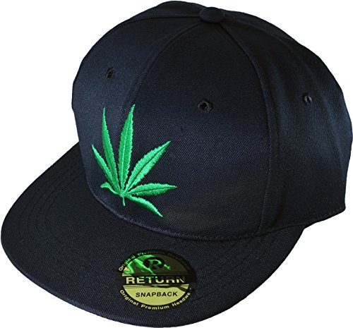 Marihuana Weed Leaf Hat Snapback Schwarz Verstellbare Kappe (Marihuana-Cap)