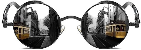 ROCKNIGHT Gothic Steampunk polarisierter UV400-Schutz Runde Sonnenbrille Herren Damen Retro