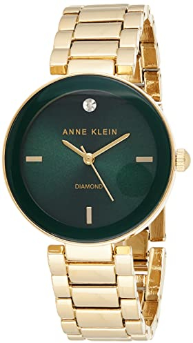 Anne Klein Women's Genuine Diamond Dial Bracelet Watch Gold/Green