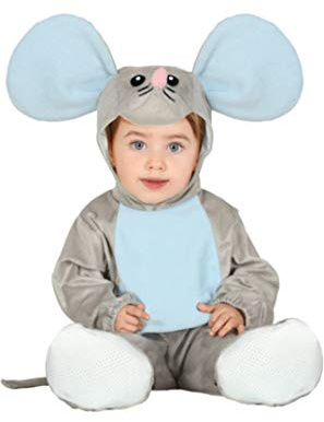 FIESTAS GUIRCA | Little Mouse Baby Fancy Dress Costume - Jumpsuit, Tail, Hat and Booties - Unisex Animal Costumes for Babies - Ideal for Halloween, Carnival and Fancy Dress Parties