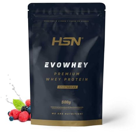 HSN Evowhey Protein | Frutas del Bosque 500g = 17 Tomas por Envase Concentrado de Proteína de Suero | 100% Whey Protein Concentrate (WPC) | No-GMO, Vegetariano, Sin Gluten ni Soja