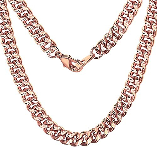 ChainsHouse 7mm Breit 26 inch 18K Rose Gold schöne und haltbare Herrenhalskette Panzerkette mit Karabinerverschluss mit Geschenkebox für Hip pop Rapper