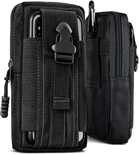 ONEFLOW Survival Case für alle TP-Link Neffos - Gürteltasche aus Nylon, Handytasche mit Karabiner, Handy Gürtel Tasche Outdoor Handyhülle, Schwarz