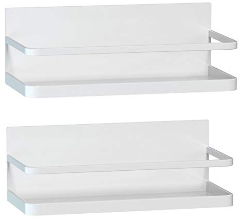 Magnetic Spice Rack, NIFIVE Magnet Refrigerator Spice Shelf Organizer for Spices, Jar of Olive Oil, Cooking Oils, Salt, Pepper, Perfect Space Saver for Small Kitchen (White, 2)