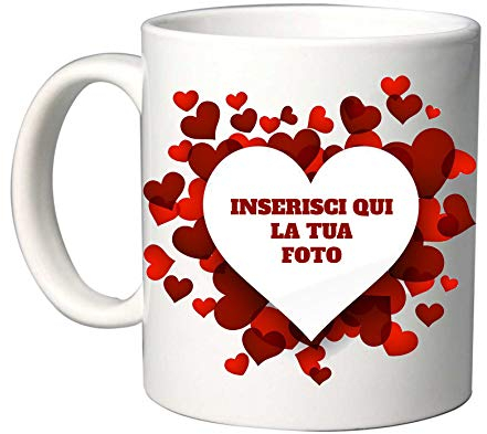 Mr. Gadgets Tazza in Ceramica Personalizzabile con Foto Nel Cuore Amore San Valentino