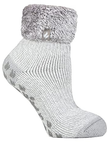 HEAT HOLDERS - 1 Paar Bettsocken Damen Stoppersocken abs antirutsch kuschelsocken socken in 8 farbig 37-42 eur (Silbergrau (Queenstown))
