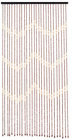 Rideau de porte à perles 27 lignes 90 x 175 cm - En bois - Pour balcon, chambre, salon, restaurant