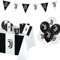 Kit per Festa di Compleanno a tema Juventus Set per Decorazioni Calcio Bianconero da tavola Addobbi per 8 Persone (1 Tovaglia - 12 Palloncini - 8 Piatti - 8 Bicchieri - 20 Tovaglioli - 12 Bandierine)