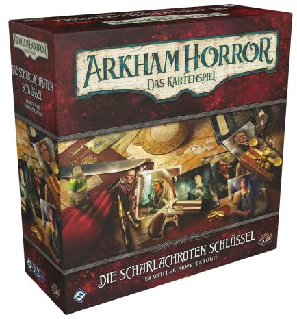 Fantasy Flight Games, Arkham Horror: LCG – Die scharlachroten Schlüssel, Ermittler-Erweiterung, Expertenspiel, Kartenspiel, 1-4 Spieler, Ab 14+ Jahren, 45 Minuten, Deutsch